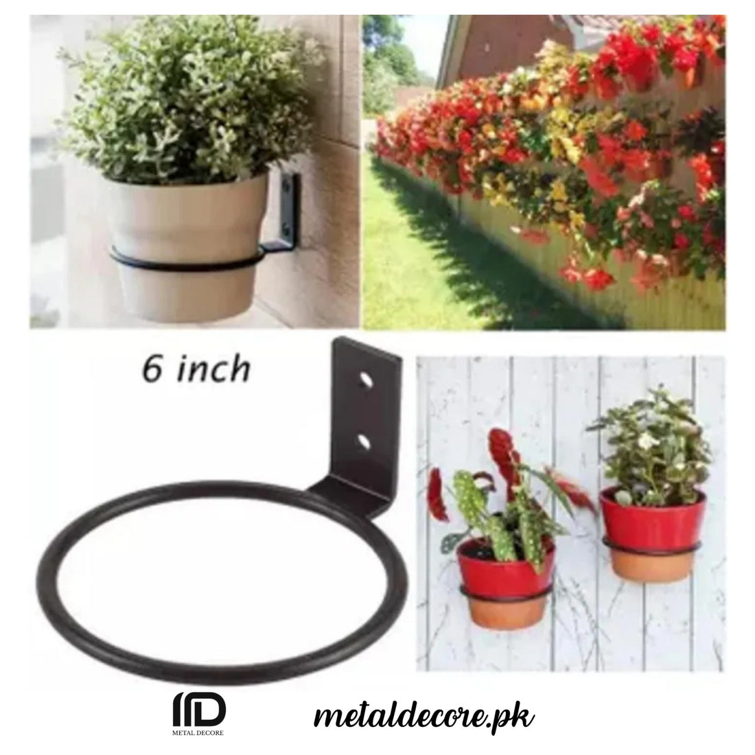 6 Inches Wall Mount Heavy Duty Plant Hanging Rack Stand | Indoor &amp; Outdoor | Pack of 10 | MetalDecore.pk