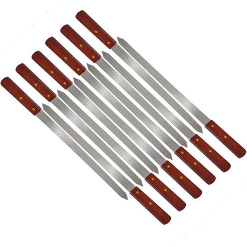 Wooden Handle BBQ Grill Skewers – Reusable Metal Kebab Sticks (Pack of 2)