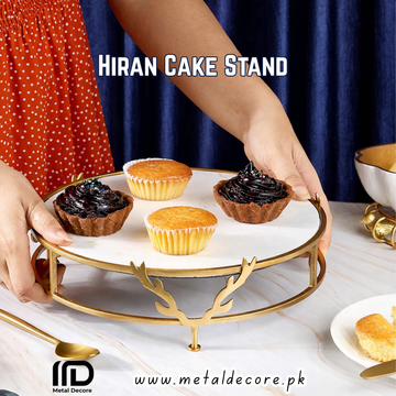 Markhor Cake Stand – Gold & White Luxury Dessert Display with Heritage Design By metaldecore.pk