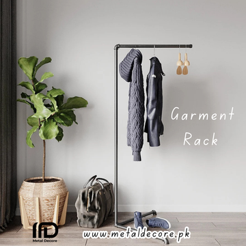 Freestanding Corner Pipe Clothing Rack by Metal Decore