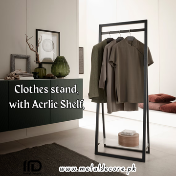 Metal Garment Rack with Acrylic Shelf by Metaldecore