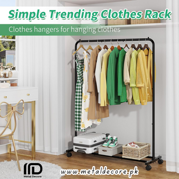 Simple & Stylish Rolling Garment Rack with Storage Shelves by Metal decore