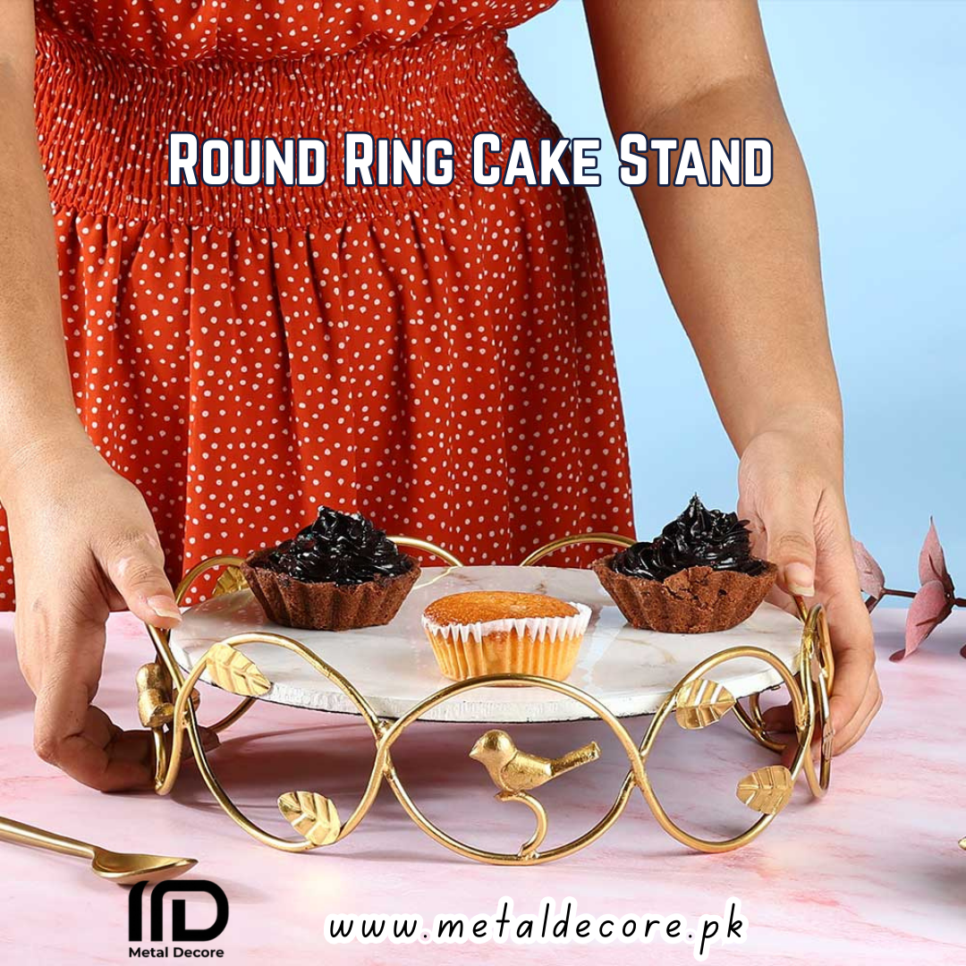 Markhor Cake Stand – Gold & White Luxury Dessert Display with Heritage Design By metaldecore.pk