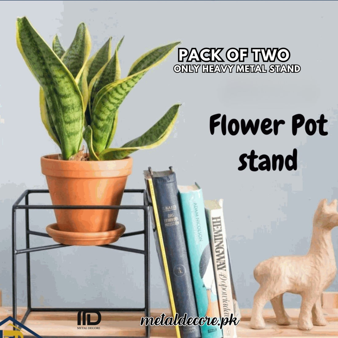 Metal Cube Plant Stand – Wire Plant Pot Holder | 8x8 Inches | Minimalist Steel Wall Hanger | Pack of 2 | MetalDecore.pk