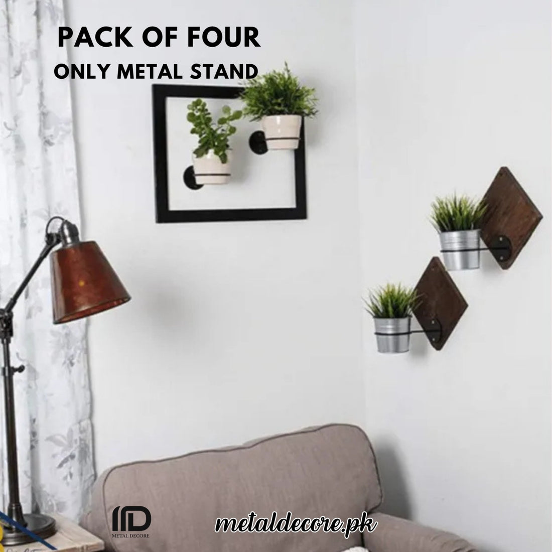 04 Metal Plant Stand – Strong Iron Flower Pot Holder | Black | MetalDecore.pk