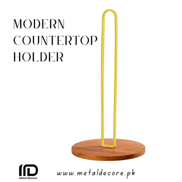 Metal Decore’s Luxe Napkin Holder Metal Frame & Wooden Base Tissues Stand