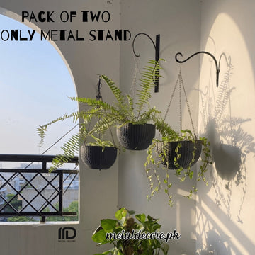 Pack of 2 Iron Garden Wall Hanging Plant Hooks – Black Metal Pot Bracket Holder | MetalDecore.pk