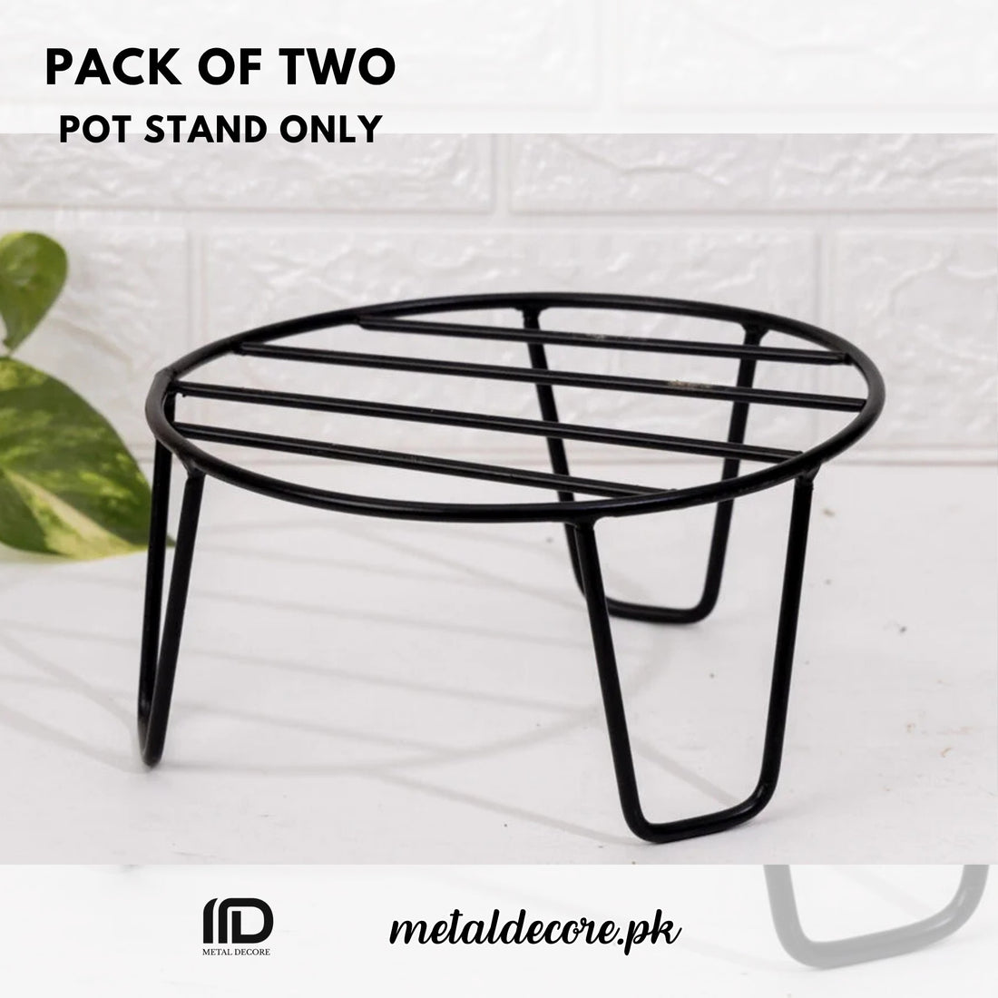 Pack of 2 Metal Plant Stand – Strong Iron Flower Pot Holder | Heavy Duty Indoor &amp; Outdoor Plant Rack | MetalDecore.pk