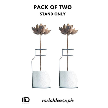 Pack of 2 Nordic Style Iron Art Vase – Black Metal Table Flower Pot Stand | Minimalist Home Décor | MetalDecore.pk
