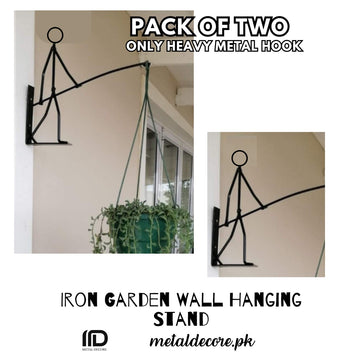 Pack of 2 Iron Garden Wall Hanging Stand – 8x8 Inch Heavy Duty Flower Pot Bracket Hook | MetalDecore.pk