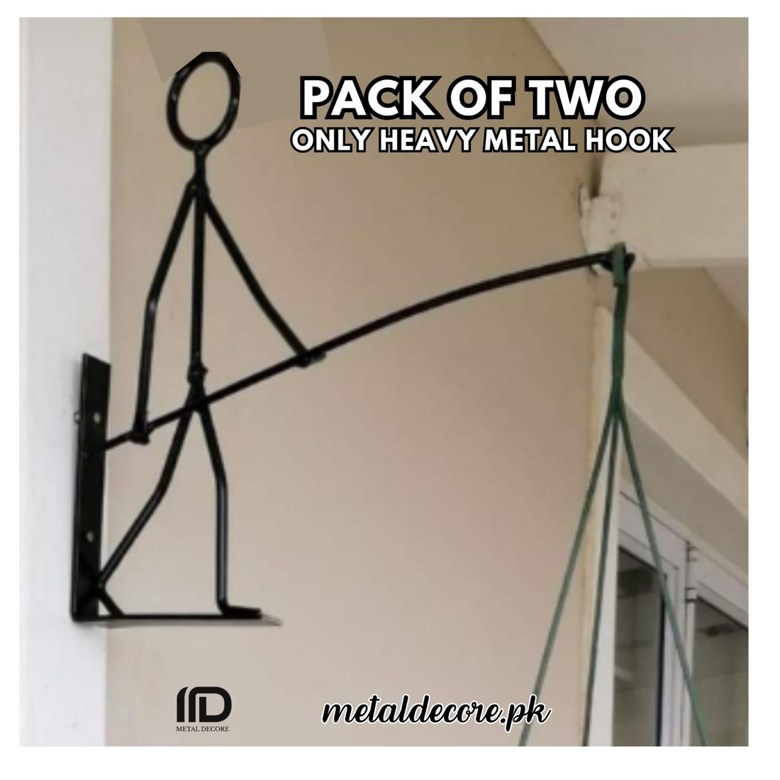 Pack of 2 Iron Garden Wall Hanging Stand – 8x8 Inch Heavy Duty Flower Pot Bracket Hook | MetalDecore.pk