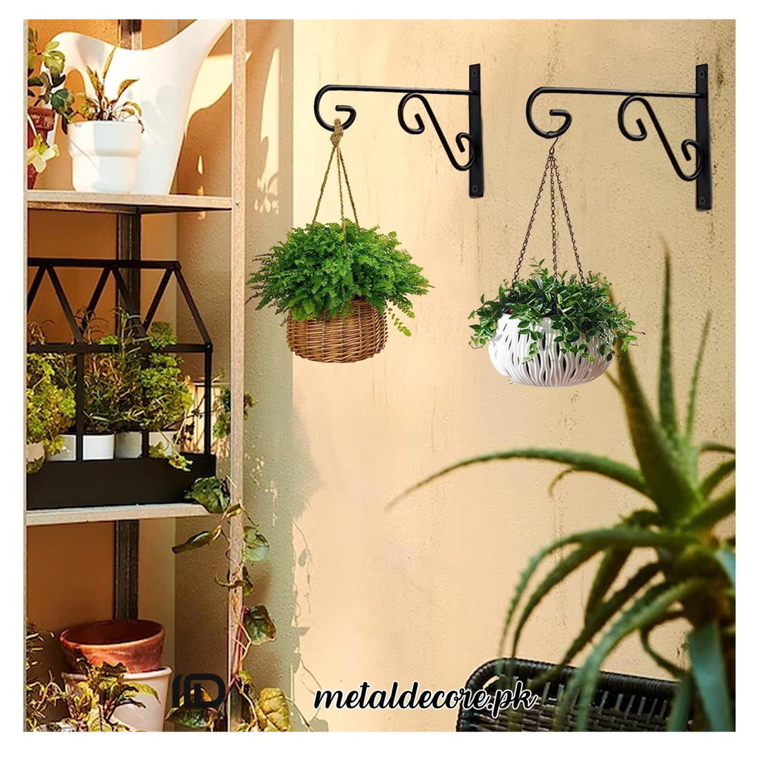 Plant Hangers Outdoor & Indoor – Rust-Proof Metal Wall Hooks | Pack of 4 | MetalDecore.pk