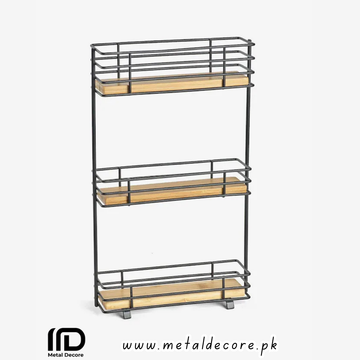 3 Tier Metal & Wood Kitchen Organizer | Metaldecore.pk