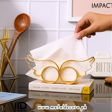 Netra Tissue Holder – Matt Gold Luxury Touch by Metal Decore