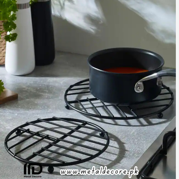 Heavy Metal Black Wire Trivet – Heat Resistant Pot Stand for Kitchen Countertops metaldecore.pk
