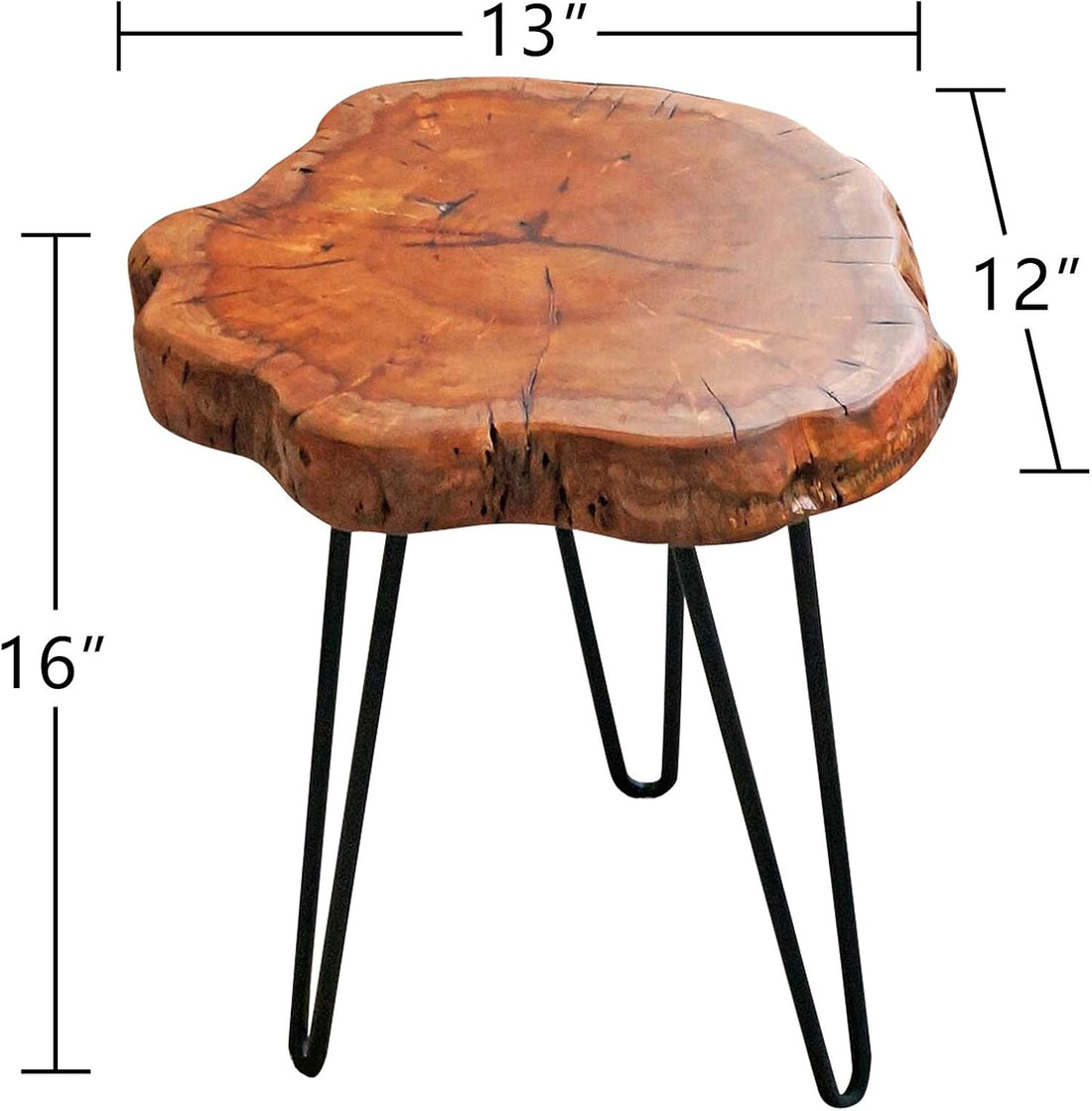 Handcrafted Solid Wood Side Table with Hairpin Legs by metal decore