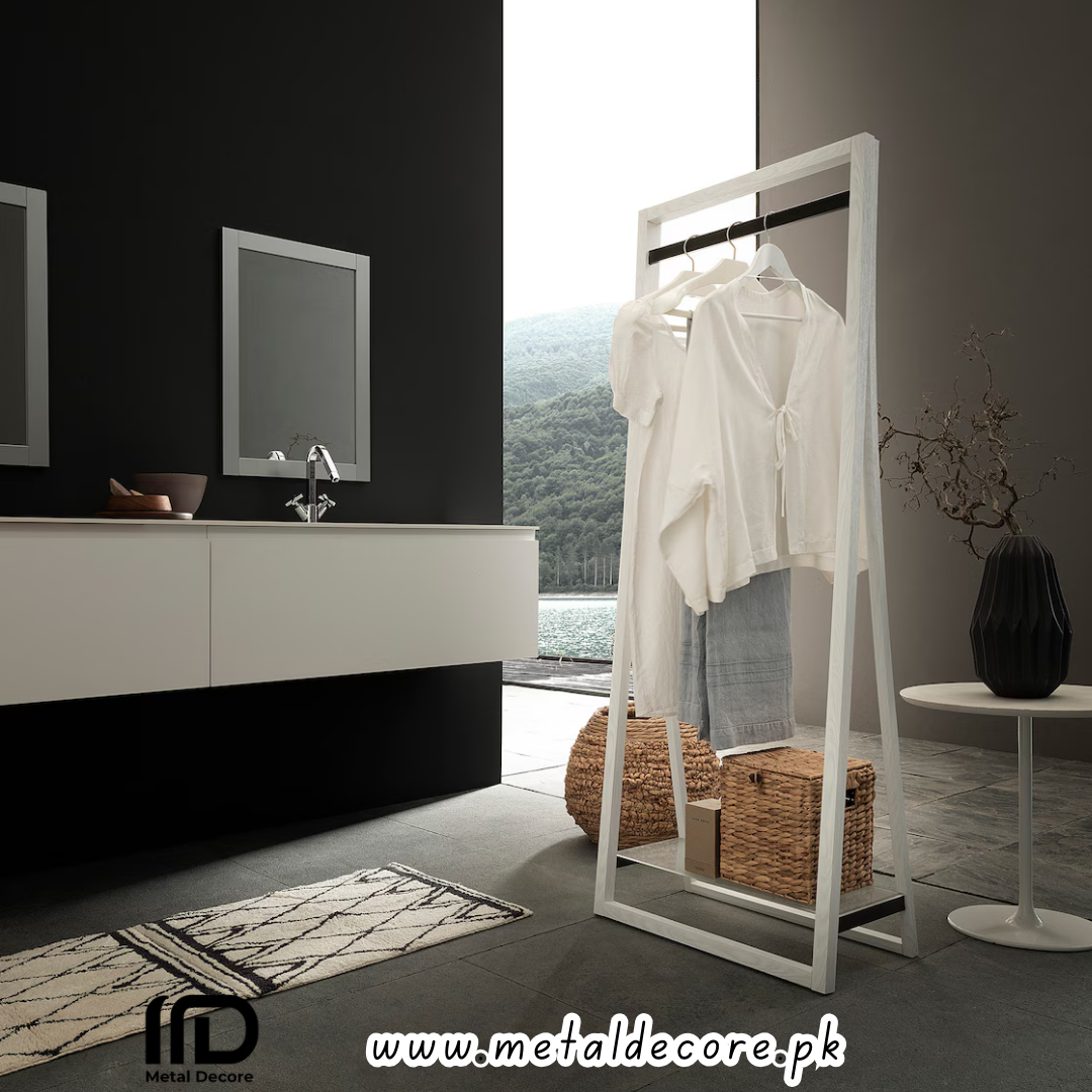 Industrial Metal Clothing Rack with Acrylic Shelf - Image 7