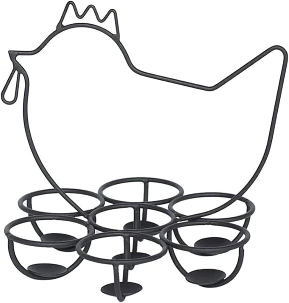 Creative Chicken-Shaped Metal Egg Holder – Kitchen Egg Storage Basket / Egg Rack Organizer – Countertop Home Décor (Black) - Image 2