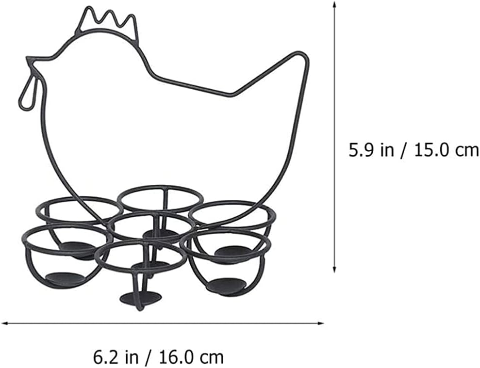 Creative Chicken-Shaped Metal Egg Holder – Kitchen Egg Storage Basket / Egg Rack Organizer – Countertop Home Décor (Black) - Image 6
