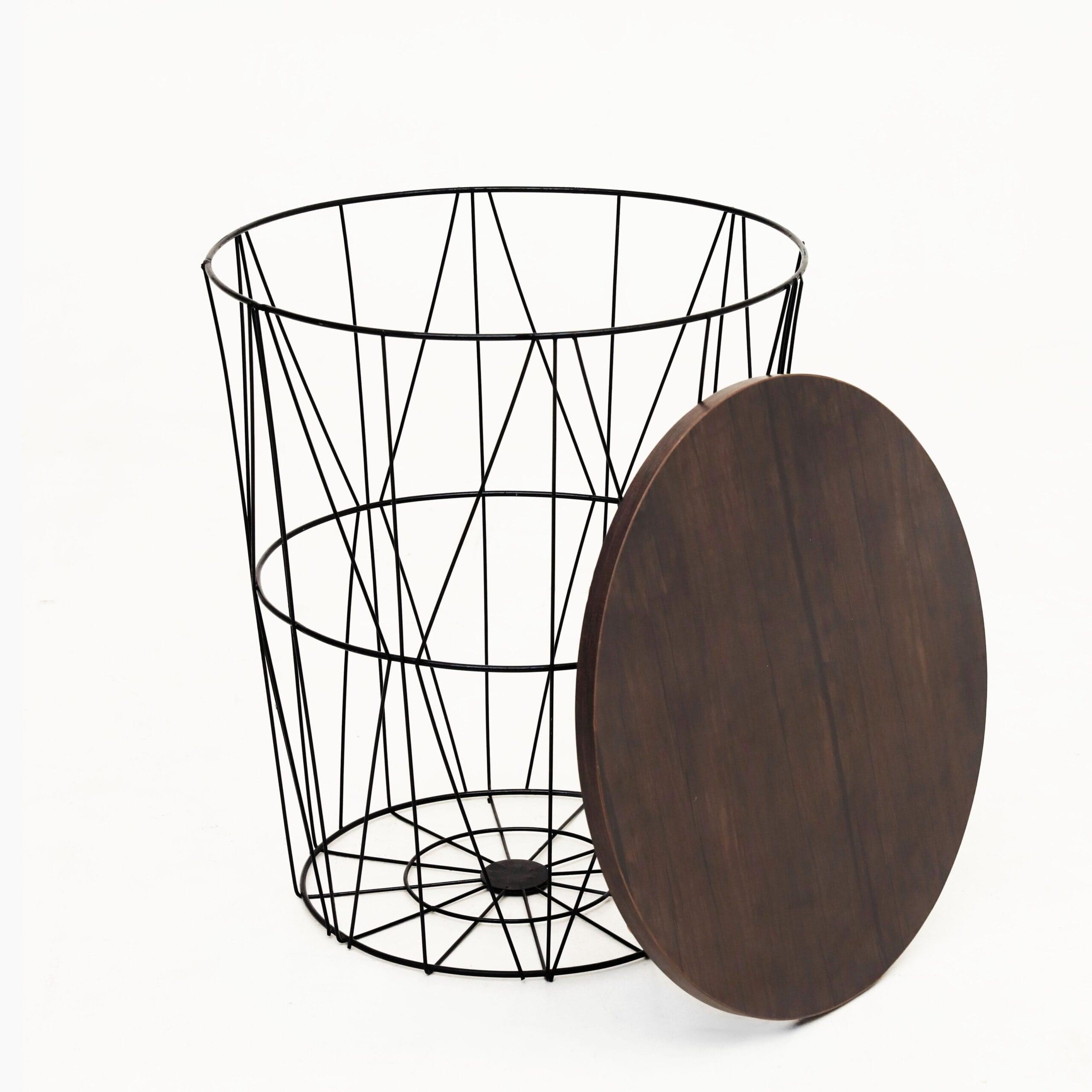 Nesting Basket Side Table – Rattan & Iron Storage Table for Small Spaces - Image 2