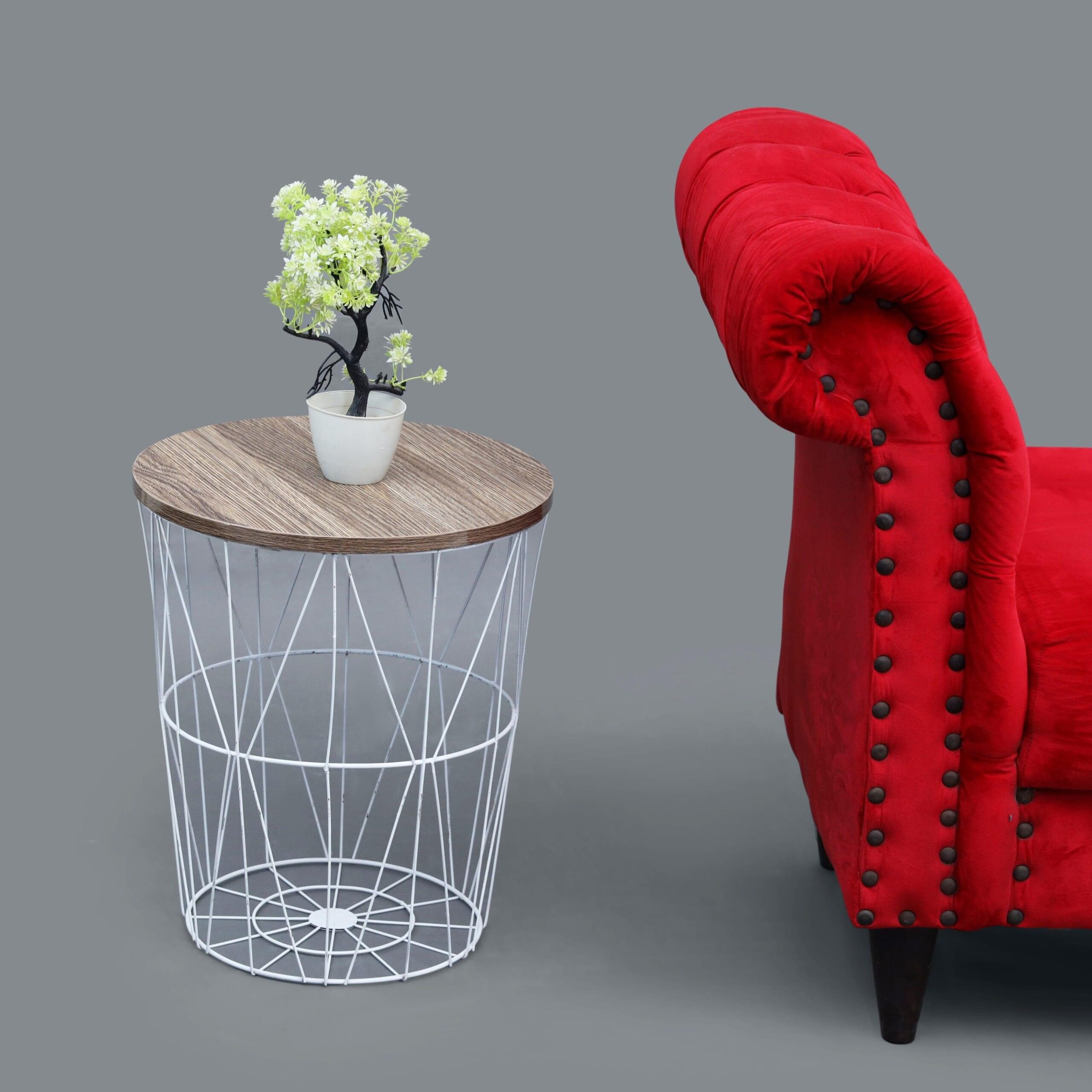 Nesting Basket Side Table – Rattan & Iron Storage Table for Small Spaces - Image 3